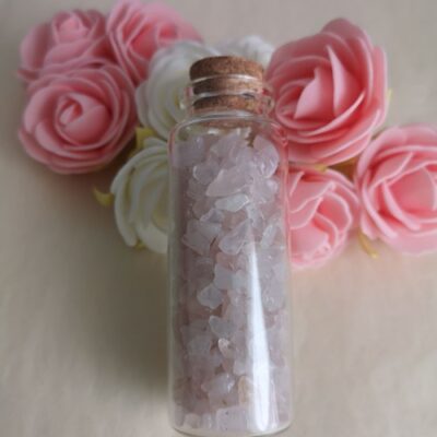 Fiole de chips en Quartz Rose – Pierre de l’Amour et de la douceur