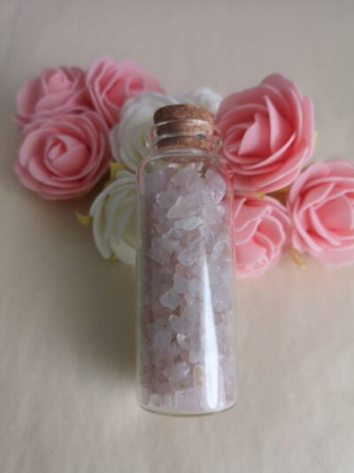 Fiole de chips en Quartz Rose – Pierre de l'Amour et de l'Harmonie