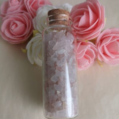 Fiole de chips en Quartz Rose – Pierre de l’Amour et de la douceur