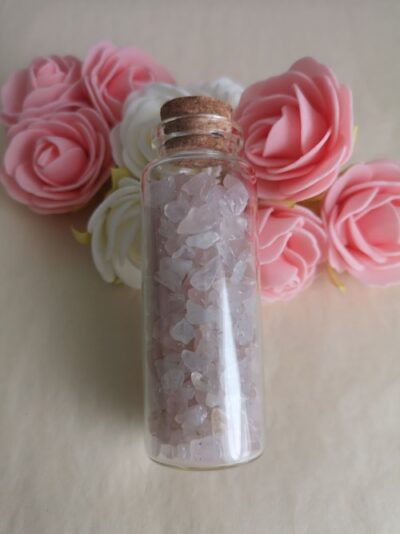 Fiole de chips en Quartz Rose – Pierre de l'Amour et de l'Harmonie